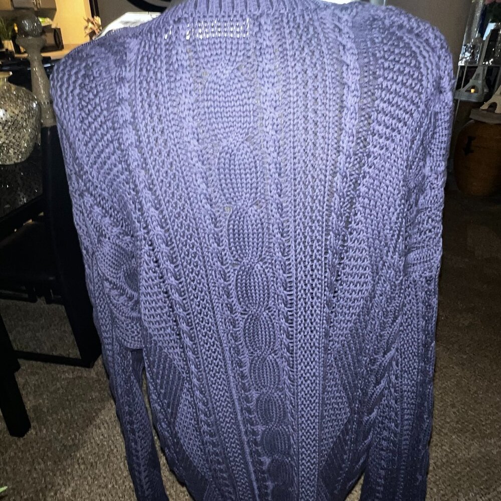 LAUREN RALPH LAUREN NAVY BLUE SWEATER W/GOLD SIDE BUTTONS - Picture 3 of 6